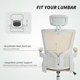 thumbnail image 4 of Ergonomic Beige Office Chair with Adjustable Lumbar & Headrest - Swivel Desk Task Chair for Home Office & Study - Flip-Up Armrests, Mesh Back & Linen Seat, 4 of 7