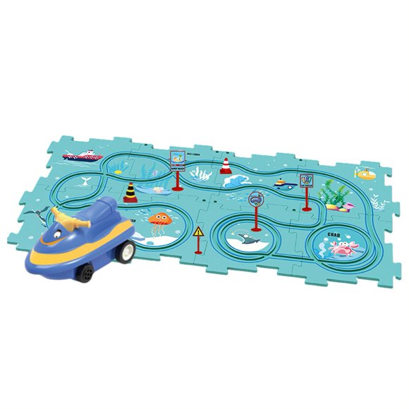 Funny Electric Puzzle Rail Car Toy Battery Powered Vehicle and Puzzle Board Children's Day Gift