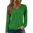 thumbnail image 3 of Hrsba Long Sleeved Round Neck Top Womens Pocket Shirt Solid Color V Neck Long Sleeve Top with Ruffles and Raglan Sleeves Casual Winter Top, 3 of 5