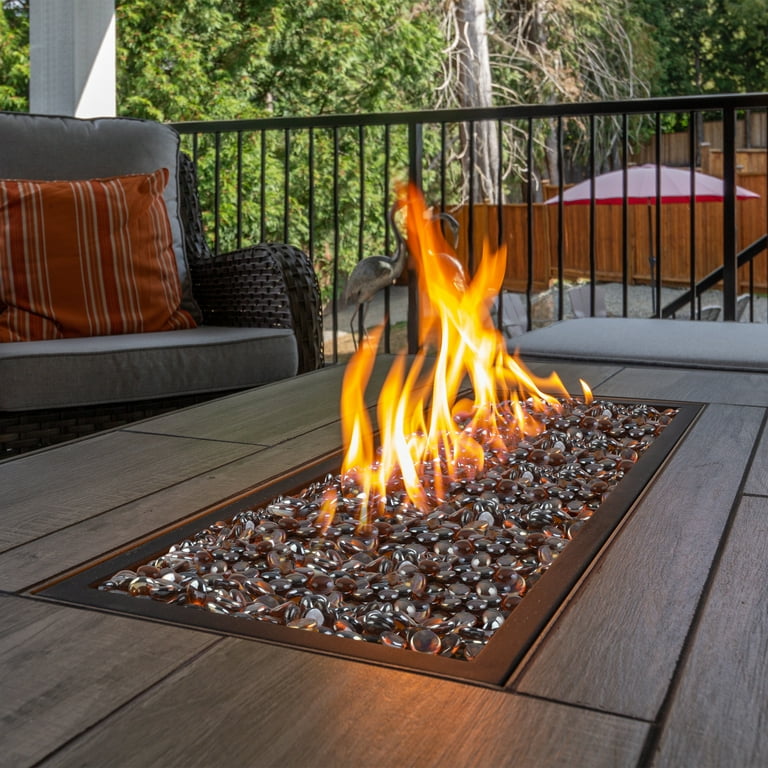 Pure Garden 10lbs Fire Pit Glass - 3/4-Inch Glass Rocks, Amber