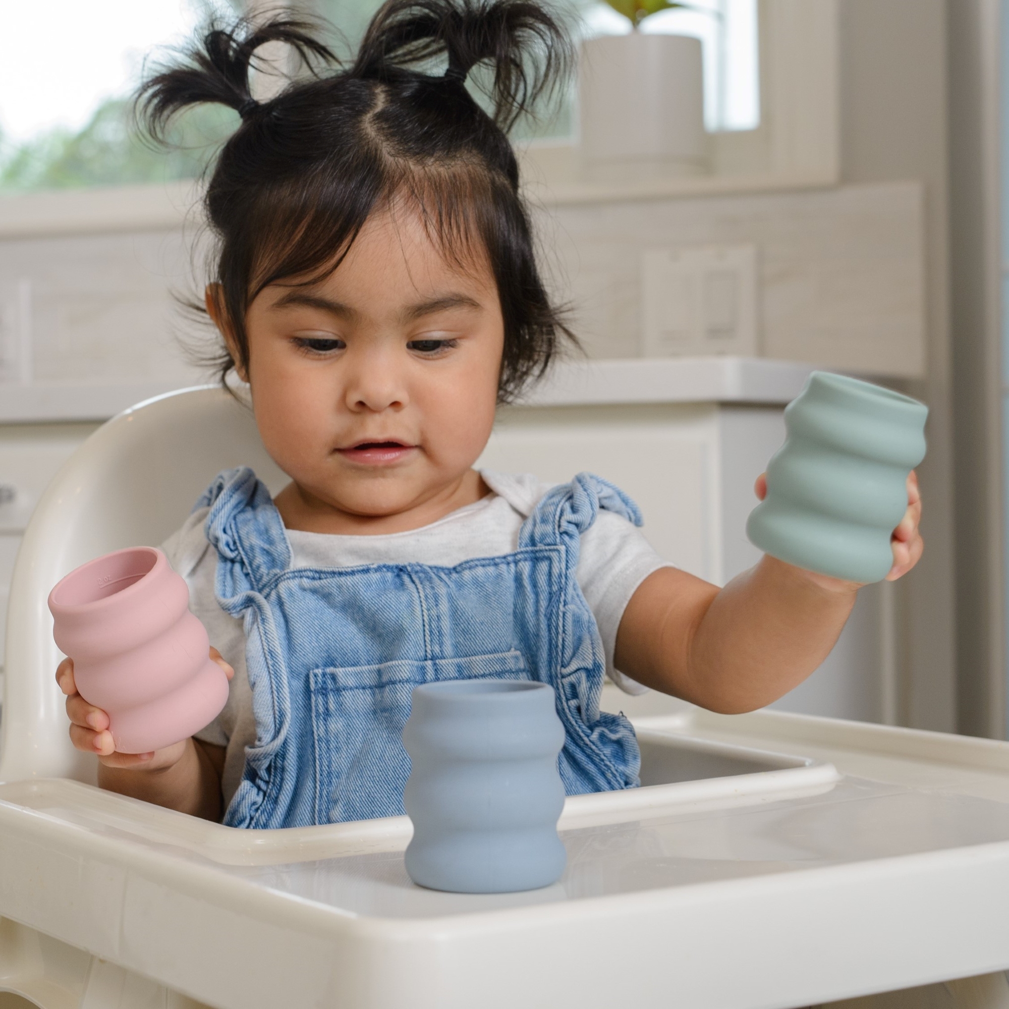 BooginHead 5-Piece Baby-Led Weaning Silicone Tableware, Infants and Toddler Boys and Girls, 4-Way In-Store Display Pink Blue Green