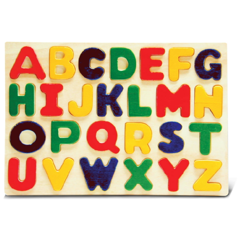 Puzzled Alphabet Raised Chunky Wooden Board Puzzle for Children - Abc ...