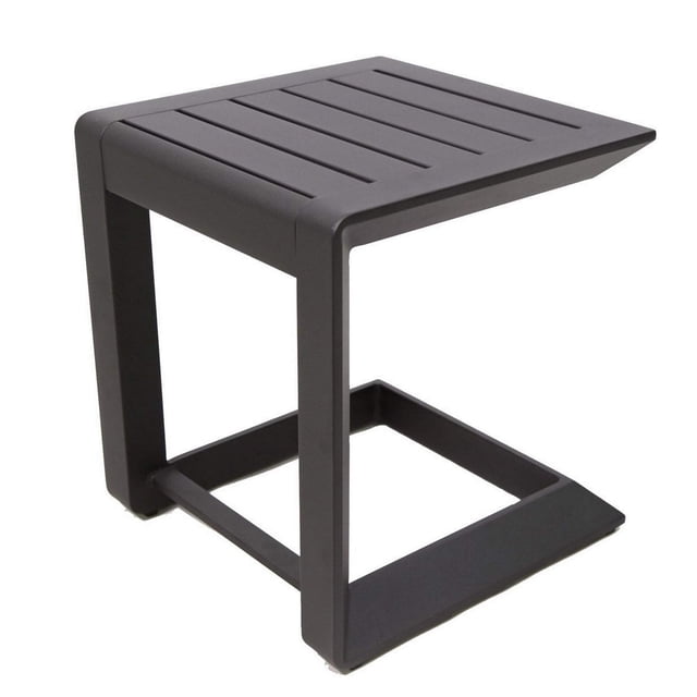 Mesa auxiliar Benzara BM223168 con estructura metálica, tapa de listones, 43 x 51 x 43 cm
