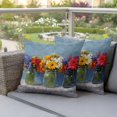 thumbnail image 4 of Spring Flowers Pillow Covers 2 Pack Yellow Red Pink Purple Flower Blue Gray Oil Paintings Pillowcase Waterproof Outdoor Throw Pillow Cover for Patio Garden Square Cushion 18”x18”, 4 of 9
