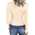 thumbnail image 1 of Top ajustado de punto acanalado de manga larga para mujer - Poliéster, tallas S-XL, cuello redondo, corte ajustado, informal/para el día a día/para fiestas, lavable a máquina, 1 of 5