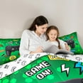 thumbnail image 4 of Homewish Teens Game Gamepad Bedding Comforter Set 7pcs, Video Gaming Gamer King Bedding Sets, Green Square Checkered Reversible Bed Sheets, Ultra Soft Bedroom Decor, 4 of 7
