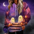 thumbnail image 6 of Frostluinai Spooky Season Womens Hoodie Halloween Ghosts Print Flannel Hooded Sweatshirts Warm Fuzzy Fluffy Fall Winter Pullover with Pockets S-XXL, 6 of 6