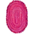 thumbnail image 2 of SAFAVIEH Braided Paisley Transitional Cotton Reversible Area Rug, Pink/Fuchsia, 6' x 9' Oval, 2 of 10