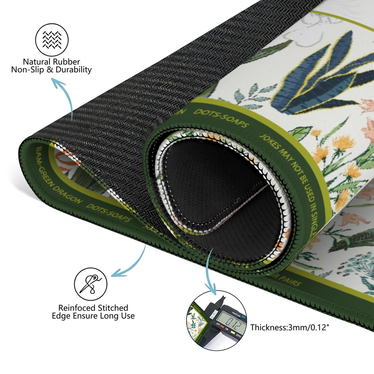 Floral Mahjong Mat with Rules, 31.5*31.5in Anti Slip American Mahjong Mat for Table, Noise Reduction, Neoprene Mah jongg Mats with Carrying Bag & 3 Dices, Mahjong Set Gift, Board Tile Games Mats