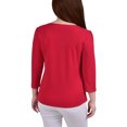 thumbnail image 2 of NY Collection Womens Studded Strips Pullover Blouse, Red, Petite, P/PS, 2 of 3