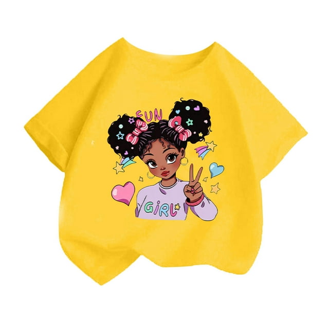 WEAIXIMIUNG Vêtements pour Adolescentes 10-12 Tendance Été Enfant Filles Mignon Mode Imprimé Col Rond Confortable T-Shirt à Manches Courtes Été Décontracté Ample T-Shirt Hauts 8-10 Ans