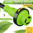 thumbnail image 6 of Leisure Cords 15' Power/Extension Cord with 30 AMP Male Standard/30 AMP Female Locking Adapter (30 Amp - 15 Foot) RV Camper Cord, 6 of 7