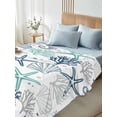 thumbnail image 5 of Blue Teal Coastal Flat Sheets Only Queen Size, Soft Breathable Bed Top Sheets for Mattress, Summer Beach Starfish Coral Nautical Luxury Bedding Flat Sheets for Home Hotel Bedroom Bed Protection, 5 of 9