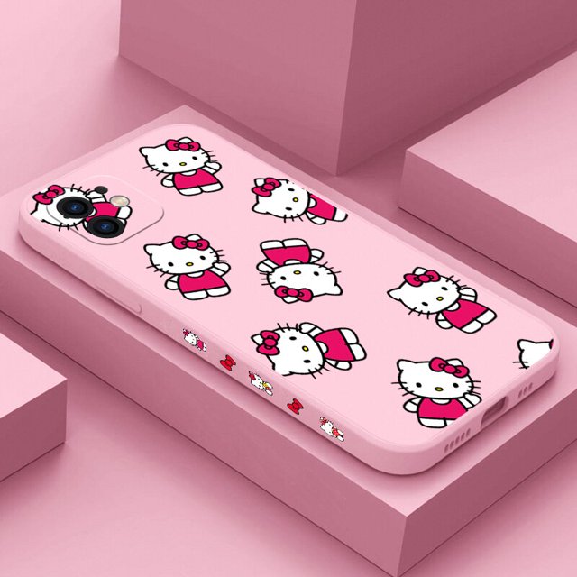 side print hello kitty Phone Case For iPhone 14 13 12 11 Pro Max Mini X XR XS MAX SE20 8 7 Plus Liquid Silicone Cases Cover xuanjing unisex