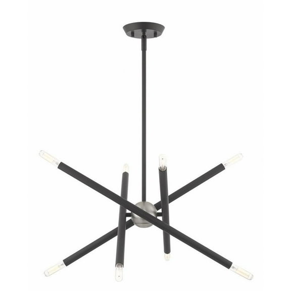 Industrial Farmhouse Eight Light Chandelier-Scandinavian Gray Finish Bailey Street Home 218-Bel-4188736