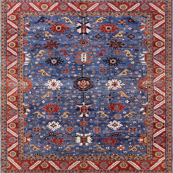 Ahgly Company Indoor Square Mid-Century Modern Gunmetal Gray Oriental Area Rugs, 8' Square