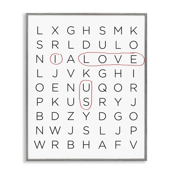 Stupell Industries Modern Crossword Family Home Inspirational Word Black And White Design Gray Framed Giclee Art, 11 x 14, by Anna Quach