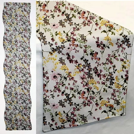 

Spring Flowers Table Runner by Penny s Needful Things (6 Feet Long - SCALLOPED) (Purple)