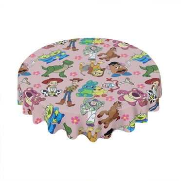 Toy Story Tablecloth Decorative Round Tablecloth 60 Inch Home Tablecloth, Leakproof and Sturdy