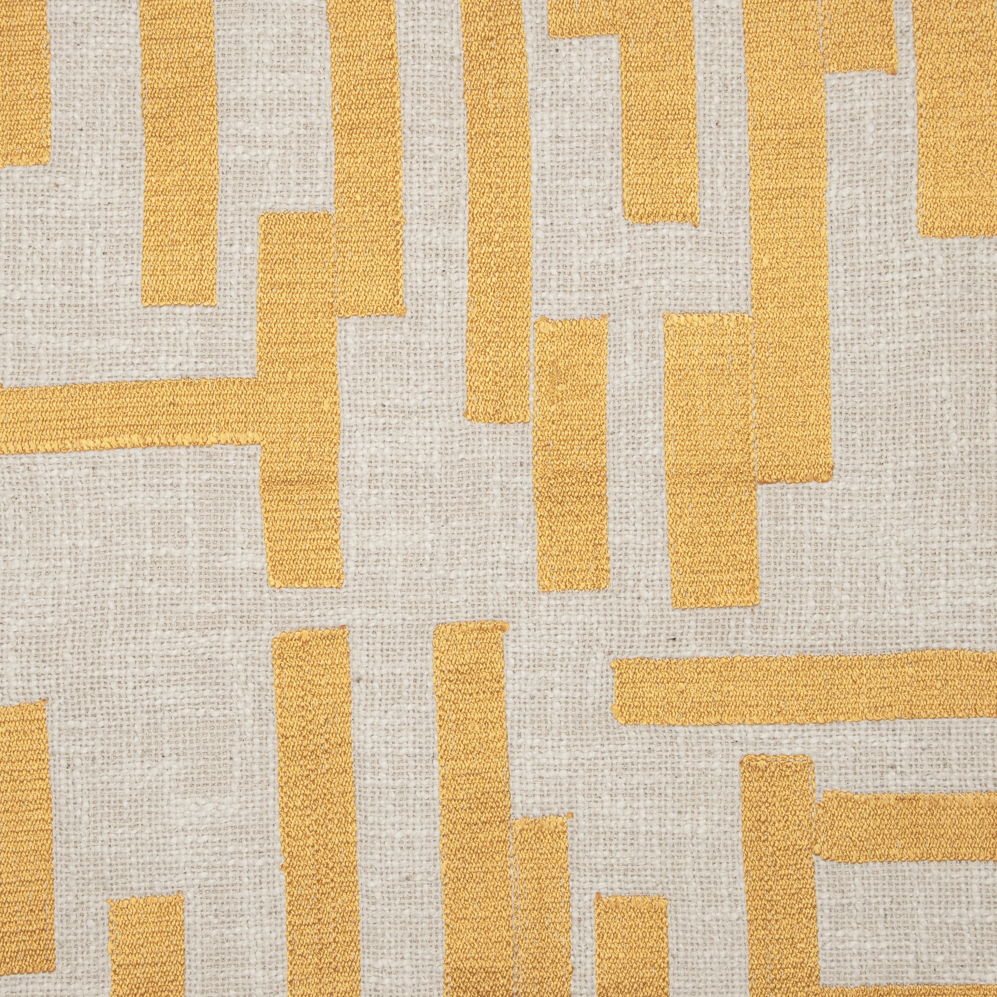 Ox Bay and Stacy Garcia 24" x 24" Yellow/Ivory Geometric Embroidered Cotton Blend Adult Decorative Throw Pillow Cover