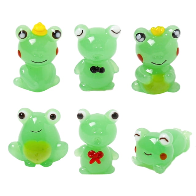Mini ranas de cristal de 6 uds., figuritas en miniatura de rana bonita, paisaje de musgo en miniatura para jardín, accesorios de adorno para manualidades DIY