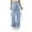 Blue, variant on Women's Drawstring Waist Multi-Pocket Cargo Pants Side Straps Loose Wide Leg Casual Trousers Lightweight Breathable Solid Outdoor Sports Pants