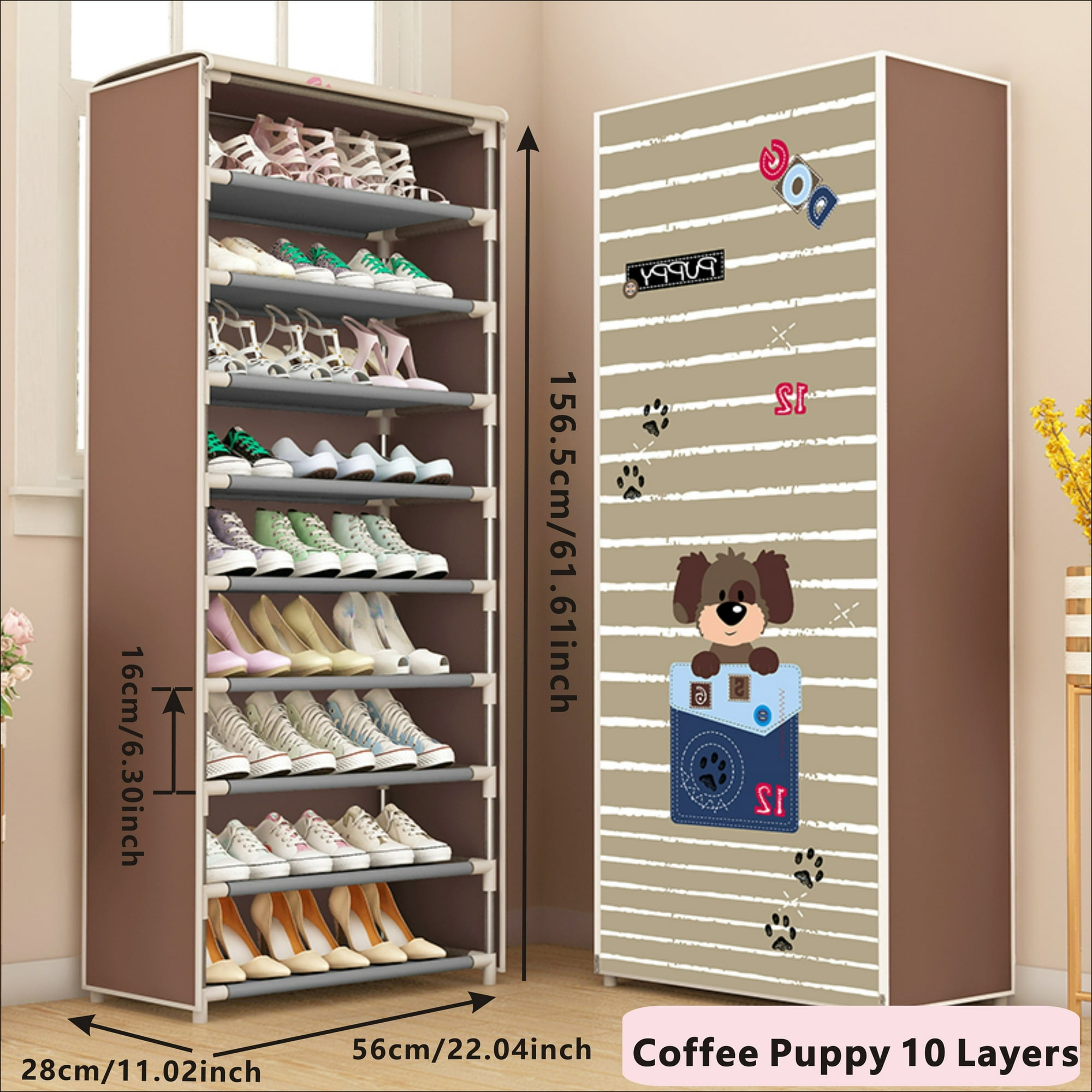 1pc Stylish and Durable Dust cover shoe cabinet Shoe Rack with Fabric Cover and Zipper Walmart