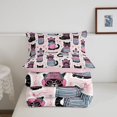 thumbnail image 5 of Manfei Christmas Pet Cat Queen Comforter Set,Traditional Stars Comforter Sets Queen,Pink Black,Pink Reversible,3-Piece,1 Comforter and 2 Pillowcases, 5 of 7
