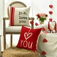 thumbnail image 3 of Valentine''s Day I Love You Throw Pillow Covers, 16 x 16 Inch Red Valentine Heart Stripes p.s. Love You Wedding Cushion Case Decoration for Sofa Couch Set of 4, 3 of 6