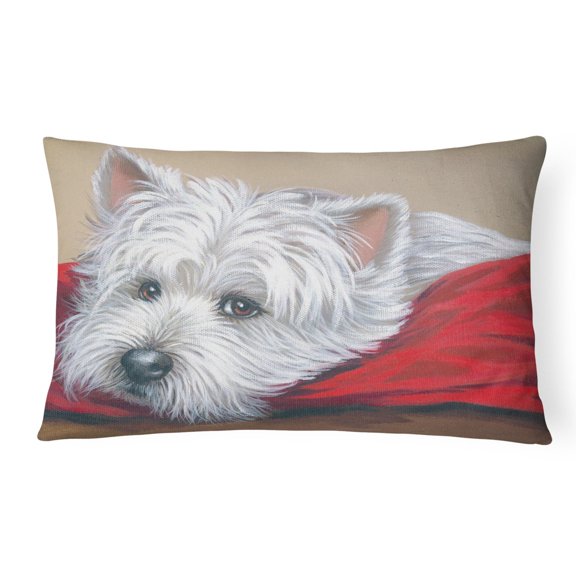 Carolines Treasures PPP3284PW1216 Westie Red Pillow Canvas Fabric Decorative Pillow  12H x16W multicolor