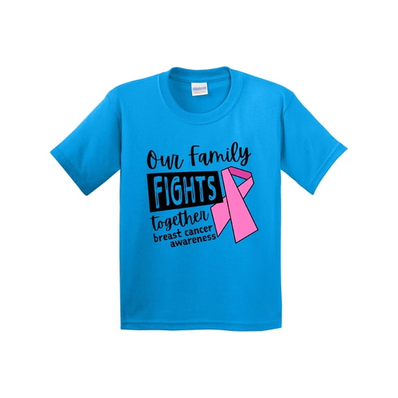 Inktastic Our Family Fights Together Breast Cancer Awareness Youth T-Shirt
