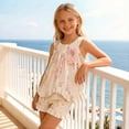 thumbnail image 7 of Bovxnpu Girls Summer 2 Piece Outfits Graphic Sleeveless Crewneck Kids Casual Everyday Wear Shorts Set, 7 of 7