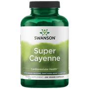 Swanson Super Cayenne - Herbal Supplement Promoting Heart Health, Circulation & Blood Flow - Natural Formula w/Ginger Rhizome, Hawthorne Berry & Lecithin - (250 Veggie Capsules)
