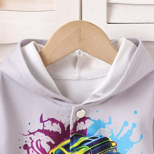 RXIRUCGD Chandail à Col de Baseball Décontracté pour Enfants, Imprimé Tendance et Cool, Uniforme de Baseball ( Gris, Taille : 2 Ans )