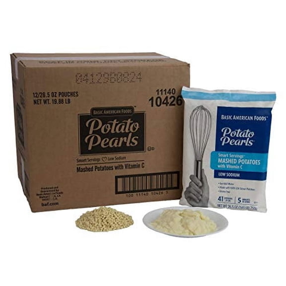 Basic American Foods Potato Pearls Smart Servings Low Sodium Mashed Potatoes, 26.5 oz - Case of 12