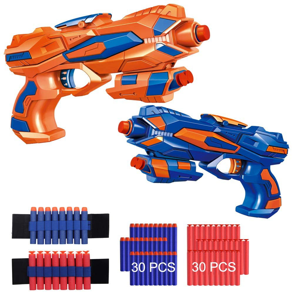 Joyx 2 Pack Blaster Toy Guns For Kids With 2 Foam Dart Wrist Band And 60 Pack Refill Soft Foam Darts Best Gifts With Hand Guns For 3 10 Year Old Kids Walmart Com Walmart Com