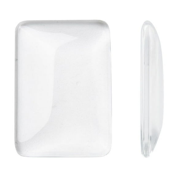 10pcs Transparent Rectangle Glass Cabochons Clear 33x23x5~6.5mm