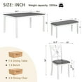 thumbnail image 5 of UHOMEPRO 6 Piece Dining Table Set with Bench and Chairs, Dining Room Set for 6, Rectangular Wooden Dining Table with 4 Upholstered Chairs and Bench, Dining Room Set for Kitchen, White+Gray, 5 of 13