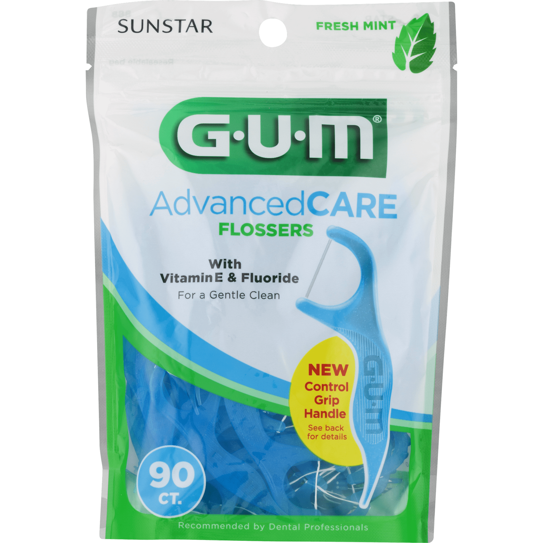 GUM Advanced Care Flossers with Vitamin E Fluoride, Fresh Mint 90 ct