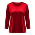 thumbnail image 5 of Shirts for Girls Fashion Velvet Crewneck Casual Tshirts 3/4 Sleeve Pullover Tops Kids Clothes Girls Size 3-14, 5 of 5