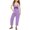 Purple, variant on TOOYOU Girls Summer Jumpsuit Solid Color Letter Printing V Neck Sleeveless Romper Loose Fit Casual Jumpsuit With Pockets For Teens Comfort Fit Clothing For Kids Size 4-5 Years ,Army Green