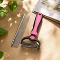 thumbnail image 3 of Dog Grooming Brush,Double Coat Dog Brush,Pet Grooming Brush with Steel Comb,Double Sided Dematting Undercoat Rake for Dogs and Cats, Extra Wide Pet Brush(Pink 7IN), 3 of 7