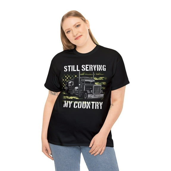 Camo American Flag Truck Driver Veteran Trucker T-Shirt