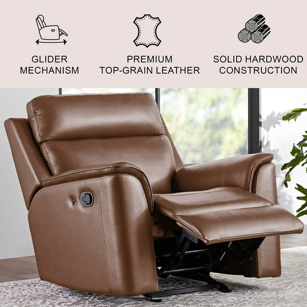 Member Mark Sam's Club Glider Rocker Member's Mark Lennox Leather Glider  Recliner, Brown