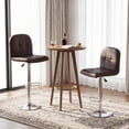thumbnail image 4 of Gymax Swivel Bar Stools Set of 2 w/ Backrests Footrests & Metal Base for Kitchen Brown & Sliver, 4 of 8