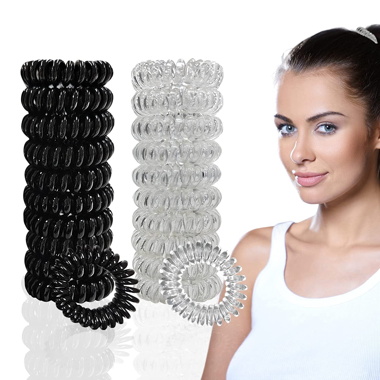 20 Piece Spiral Hair Ties for Women Good for all Hair Types, No Crease