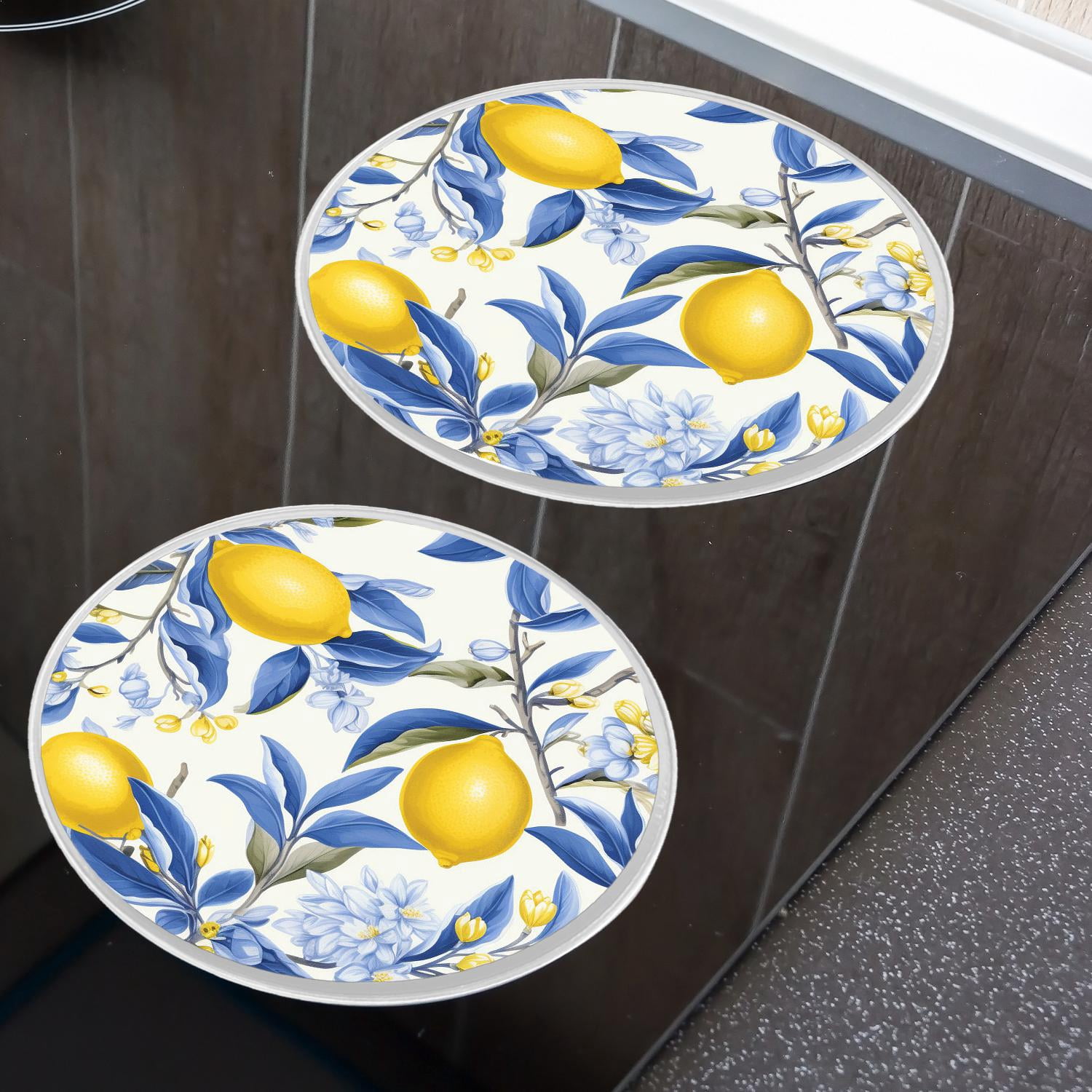Stove Burner Covers 4 Pcs for ,Sicilian style watercolor lemons Graceful Design, Round Gas Stove Burner Cover 8Inch And 10Inch