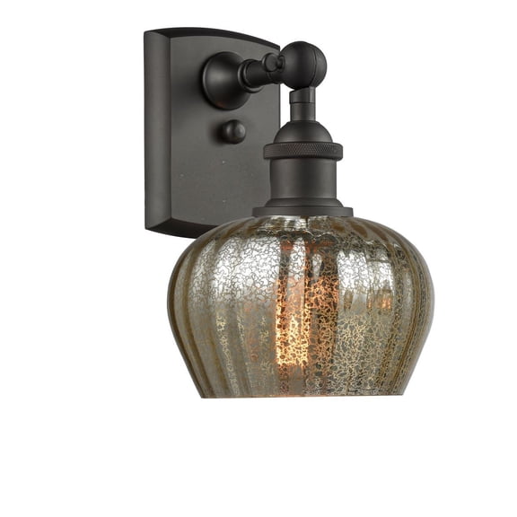 Fenton Oiled Rubbed Bronze LED Wall Sconce with Mercury Fluted Sphere Glass