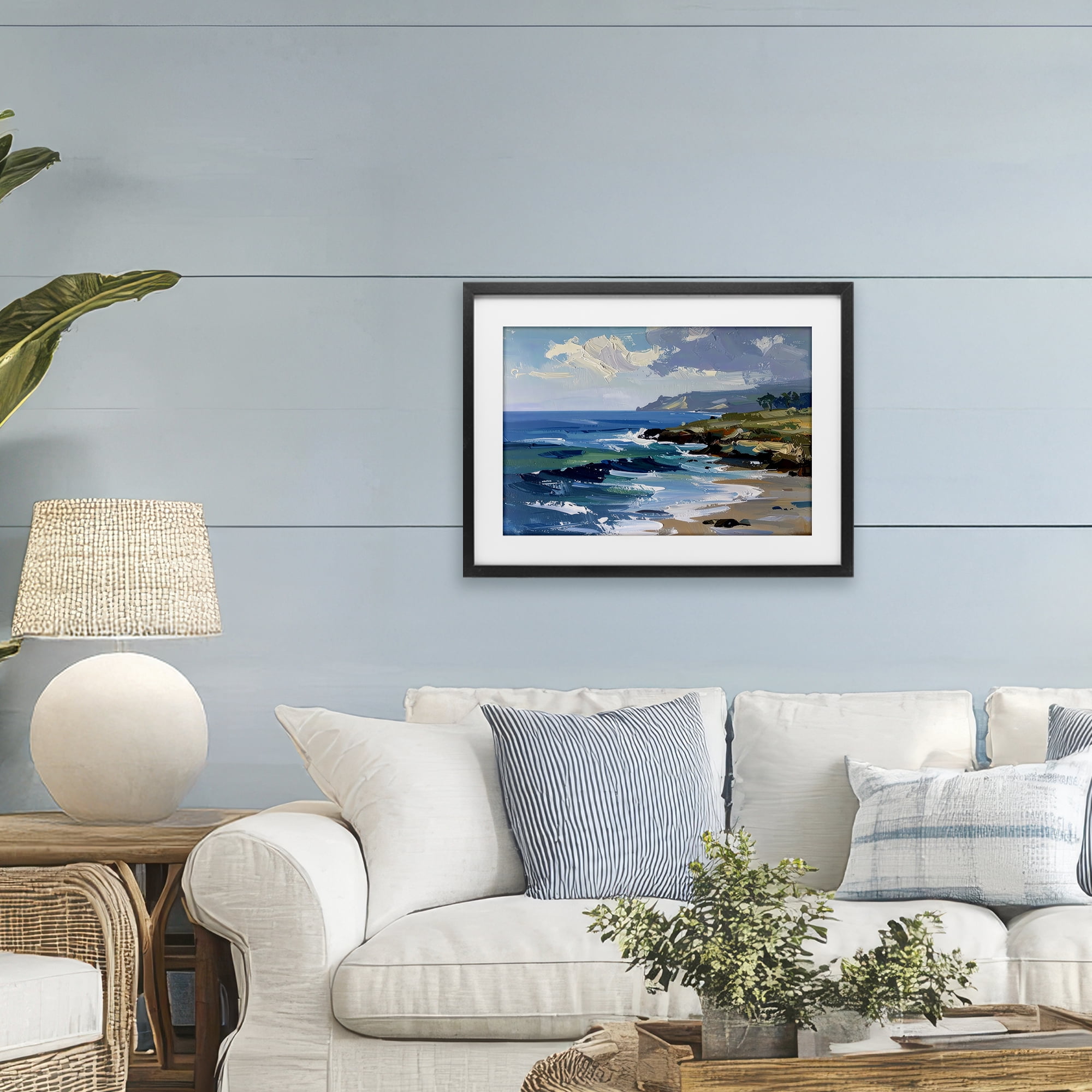 Stupell Industries Sky To Sea Impression Black Framed Print Under Glass, design by Alonza Saunders