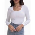 thumbnail image 6 of Womens Long Sleeve Scoop Neck Shirts Knit Tops Slim Fitted Tees Basic Casual Fall Outfits, 6 of 6